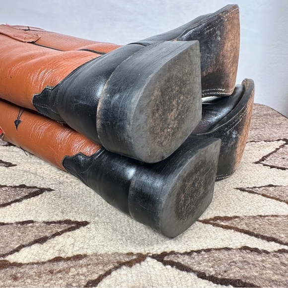 Anderson Bean Black and Brown‎ Leather Cowboy Boots round toe - Picture 4 of 13